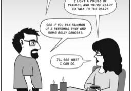 Cartoon of couple discussing the afterlife